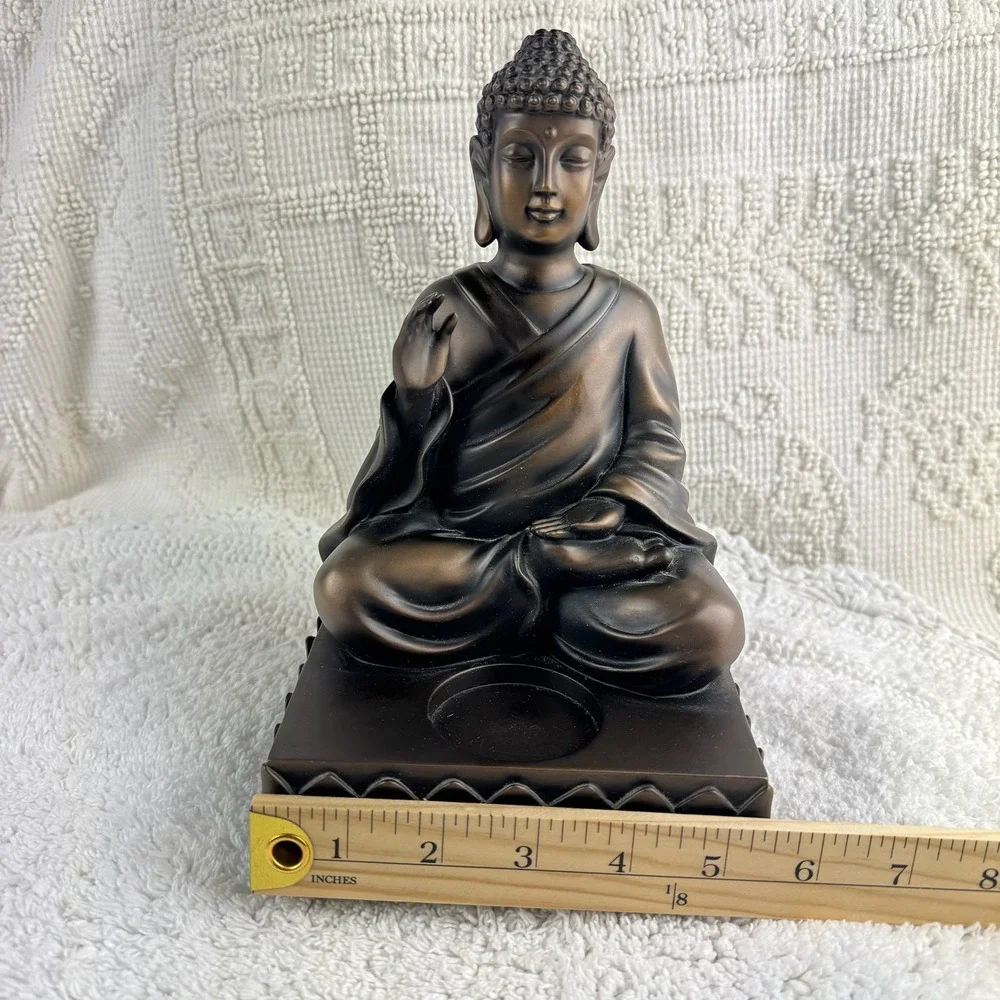 PartyLite Bronze Meditating Buddha Tealight Holder Zen Home Decor Altar Statue
